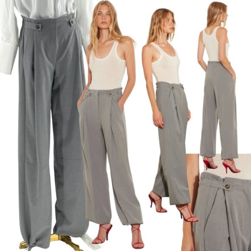 🆕 RAT & BOA 🧿 NWT Simona Pleated Trouser, Adjustable Drawstring, Grey - Sz XS